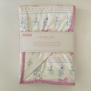 NEW Reversible Baby Blanket Multi-use Pink Floral | Shabby Chic